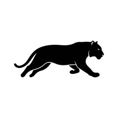 Running Lion Silhouette Vector, Wild Animal