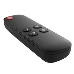 Black Remote Control With Red Power Button Isolated On White