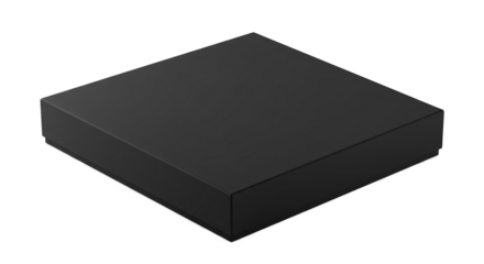 Black Square Gift Box Isolated on Transparent Background 3D Render