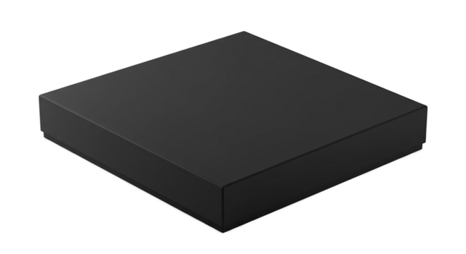 Black Square Gift Box Isolated on Transparent Background 3D Render
