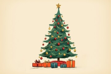 Naklejka premium Christmas tree christmas cartoon chair.