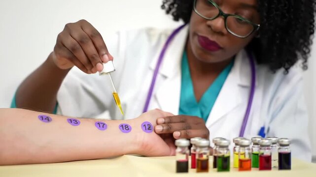 Healthcare Professional Conducting Skin Prick Allergy Test White Background