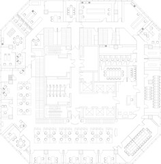 Obraz premium Interior Design and Decoration Layout Plan for Central Office Space in General Buildings Including Meeting Room, Waiting Area, and Manager Room Design