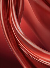 A rich, deep crimson fabric drapes in flowing, elegant folds, showcasing its luxurious texture against a warm, gradient backdrop.
