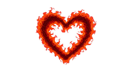Burning Heart Shape Flames Isolated On Black Background