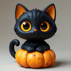 Black Cat Sitting in the Pumpkin