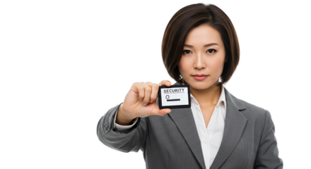 Businesswoman Holds ID Card Transparent Background