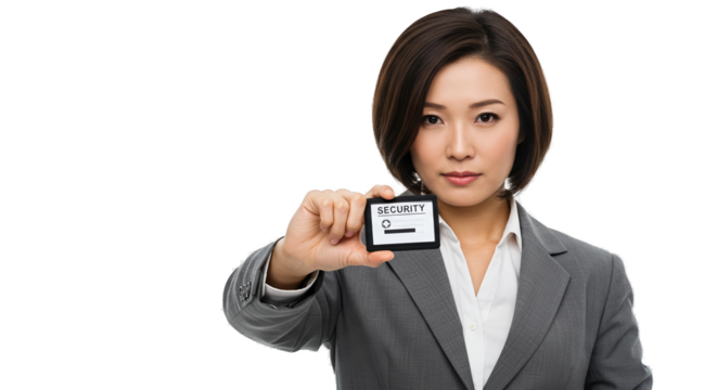Businesswoman Holds ID Card Transparent Background