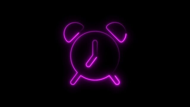 Illuminated neon alarm clock design showcasing time and punctuality on a black backdrop