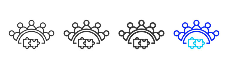 Obraz premium Problem Solving Icon Set Collection in Creative Outline Style for Business Featuring Multiple Thickness Variations and Detailed Meeting Design Vector Pack