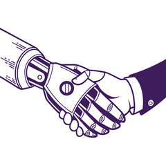  AI Human Handshake Partnership Duotone Vector