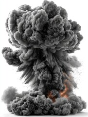 Massive mushroom cloud explosion, smoke, gray