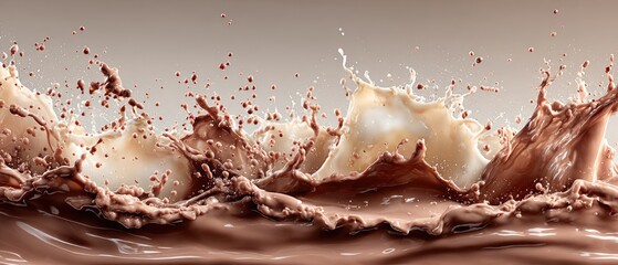 Chocolate and cream fluid collision, splash