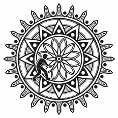 A highly intricate micro-detail etching Mandala