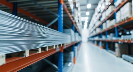 Metal Inventory at Commercial Warehouse Facility with Shelving