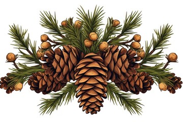 Fototapeta premium Pine cone plant tree white background.
