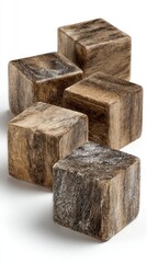 5 cubes, textured striped surface. 3D geometric still life