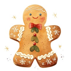 Festive gingerbread man illustration