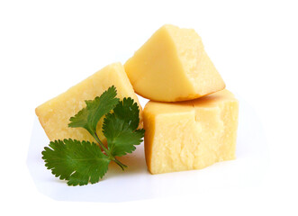 Piece of cheese isolated on a white background