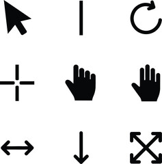 Set of hand icons and hand drawn arrow vector illustrations