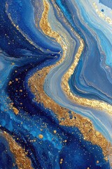 Flowing blues marbled with glimmering gold