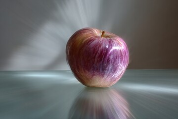 Striped apple glowing with radial blur effect