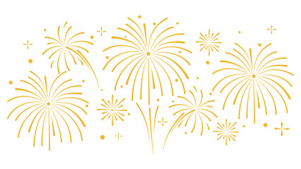 Golden fireworks overlay for new year. Vector Eps