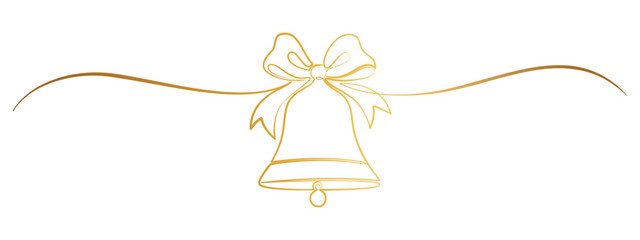 Golden Christmas bells line art style. Vector eps