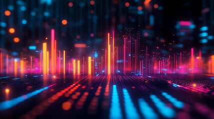 A bar graph rises as a sleek, shiny physical structure from a modern desktop, blending data visualization with tangible design. The scene symbolizes clarity, progress, and the fusion of technology wit
