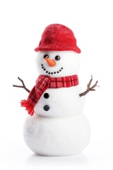 Snowman winter white white background.