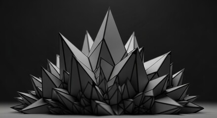 Dynamic geometric crystal formation with sharp edges and modern, abstract design perfect for technology backgrounds and futuristic concepts