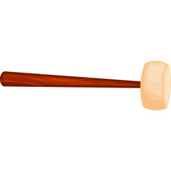 Cartoon Musical Percussion Mallet With Wooden Handle For Orchestra Or Jazz Performance Isolated On White Background