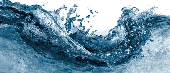 Blue water crests, surging dynamically, on white