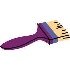 Cartoon Paint Brush With Purple Handle And Tan Bristles Isolated On White Background For Art Projects And Creative Expression