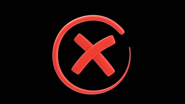 3D Animation of Cross Mark | Alpha Channel