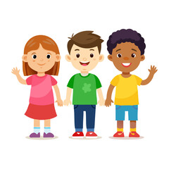 Smiling kids character in flat design style isolated. Diversity children cartoon vector illustration.