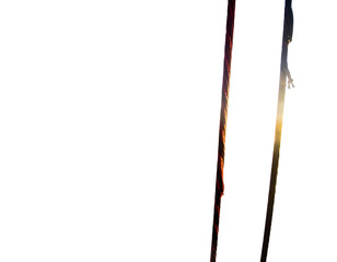 Slices of sunset sky peek through dark gaps, vertical composition