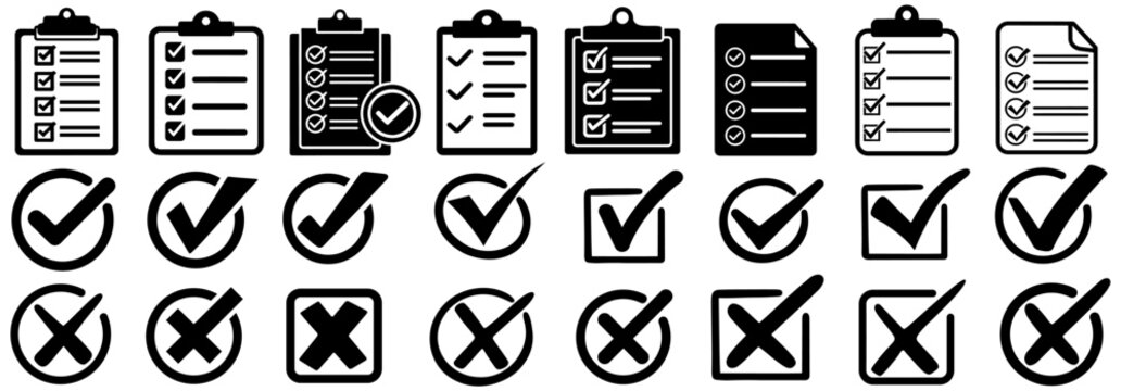 set collections Checklist icon. yes or no checkmark sign. Check box icon right and wrong symbol design vector illustration