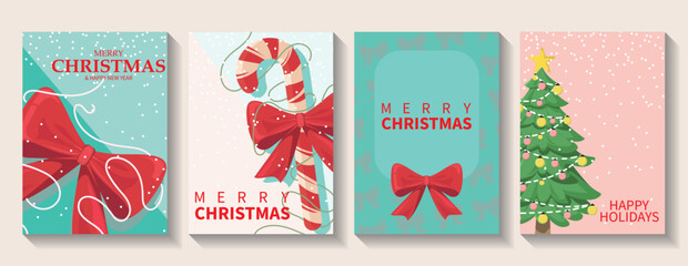 Christmas Card Set, Festive Vector Illustration.