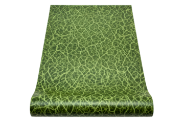 Roll of green wallpaper with an abstract organic vein texture on a transparent background