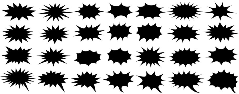 set collections Comic speech bubble silhouettes. comic burst explosion design comic pop art template vector illustration