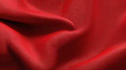 Close-up view of a vibrant red textile with a noticeable woven texture.