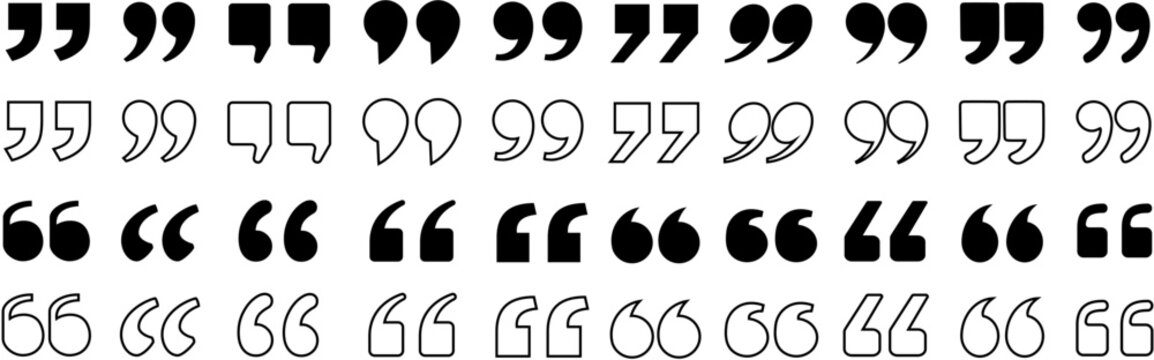 Set of Quotation Mark Icons and Symbols design vector illustration