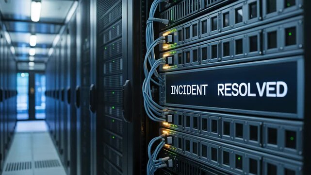 A data server room incident resolved for concept of technology and data center.
