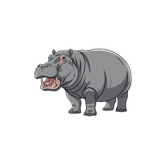 hippopotamus vector with white background 