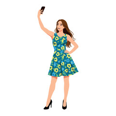 vector of a woman taking a selfie