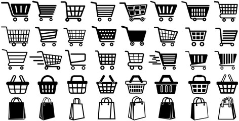 set collections trolley symbol shopping bag icon. shopping basket logo Shopping cart sign design vector illustration © Total maximals