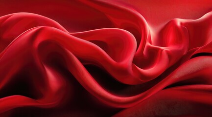 A close-up view of rich, vibrant red silk fabric, showcasing its elegant drape and flowing texture.
