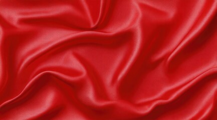 A close-up view of vibrant red fabric, showcasing soft folds and a smooth texture.