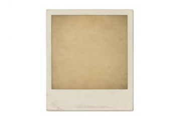 Blank vintage instant printing film frame with aged texture, space for image or text, transparent background concept
